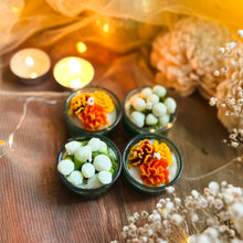 Load image into Gallery viewer, Genda Mogra - Glass Tea-light Soy Candles (Set of 4)