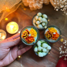 Load image into Gallery viewer, Genda Mogra - Glass Tea-light Soy Candles (Set of 4)