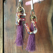 Load image into Gallery viewer, Vintage Burgundy Letter Tassel Charm/Keychain