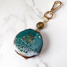 Load image into Gallery viewer, Aqua Wood Flourish Calligraphy Charm/Keychain (MTO)