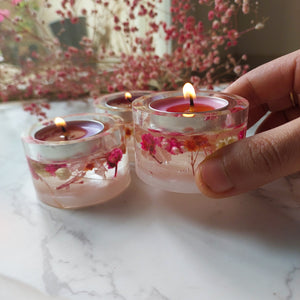 Coral Floral Tea Light Votive Set