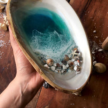 Load image into Gallery viewer, MOP Ocean Trinket Tray (Large-With Bamboo Back)