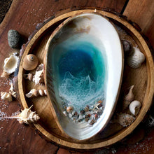 Load image into Gallery viewer, MOP Ocean Trinket Tray (Large-With Bamboo Back)