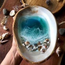 Load image into Gallery viewer, MOP Ocean Trinket Tray (Large-With Bamboo Back)