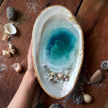 Load image into Gallery viewer, MOP Ocean Trinket Tray (Large-With Bamboo Back)