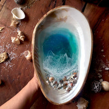 Load image into Gallery viewer, MOP Ocean Trinket Tray (Large-With Bamboo Back)