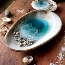 Load image into Gallery viewer, MOP Ocean Trinket Tray (Large-With Bamboo Back)