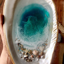 Load image into Gallery viewer, MOP Ocean Trinket Tray (Large-With Bamboo Back)