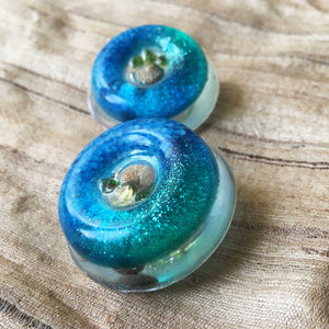 Aqua Chimes - Statement Stud Earrings (With semi-precious crystals)