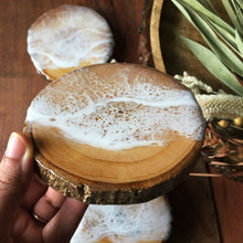 Load image into Gallery viewer, Water & Sand - Bark Edged Mango Wood Coasters (Set of 4)