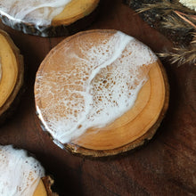 Load image into Gallery viewer, Water & Sand - Bark Edged Mango Wood Coasters (Set of 4)