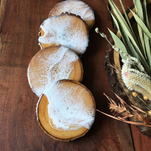 Load image into Gallery viewer, Water & Sand - Bark Edged Mango Wood Coasters (Set of 4)