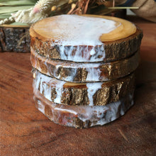 Load image into Gallery viewer, Water & Sand - Bark Edged Mango Wood Coasters (Set of 4)
