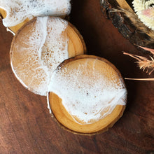 Load image into Gallery viewer, Water & Sand - Bark Edged Mango Wood Coasters (Set of 4)