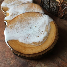 Load image into Gallery viewer, Water & Sand - Bark Edged Mango Wood Coasters (Set of 4)