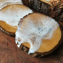 Load image into Gallery viewer, Water & Sand - Bark Edged Mango Wood Coasters (Set of 4)