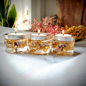 Amber Hydrangea Tea Light Votive Set