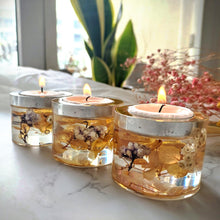 Load image into Gallery viewer, Amber Hydrangea Tea Light Votive Set