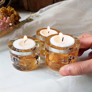 Amber Hydrangea Tea Light Votive Set