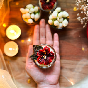 Gudhal Mogra - Glass Tea-light Soy Candles (Set of 4)