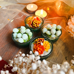Genda Mogra - Glass Tea-light Soy Candles (Set of 4)