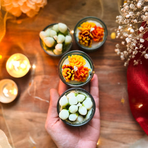Genda Mogra - Glass Tea-light Soy Candles (Set of 4)