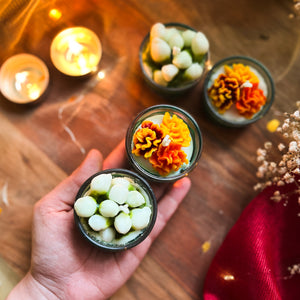 Genda Mogra - Glass Tea-light Soy Candles (Set of 4)