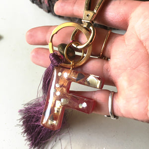 Vintage Burgundy Letter Tassel Charm/Keychain