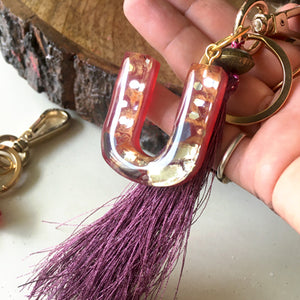 Vintage Burgundy Letter Tassel Charm/Keychain