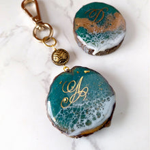 Load image into Gallery viewer, Aqua Wood Flourish Calligraphy Charm/Keychain (MTO)