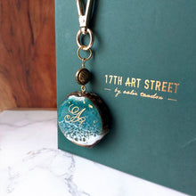 Load image into Gallery viewer, Aqua Wood Flourish Calligraphy Charm/Keychain (MTO)