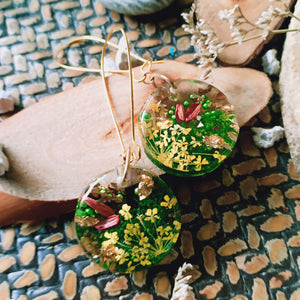 Green Galore, Dried Flower Earrings -  Spring Fiesta