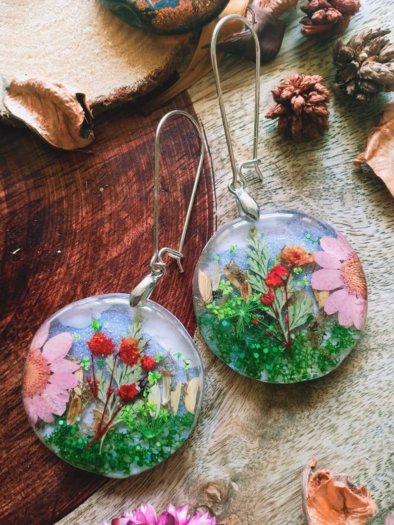 Morning Blossoms, Dried Flower Earrings - Spring Fiesta Reloaded