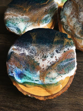 Load image into Gallery viewer, Whimsical Waters - Bark Edged Wooden Coasters (Set of 4)