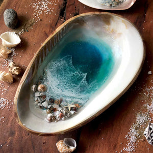 MOP Ocean Trinket Tray (Large-With Bamboo Back)