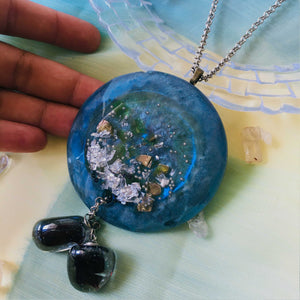 Pensive - Statement Pendant Necklace (With semi-precious crystals)