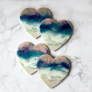 Little Tulum Hearts - Compressed Wood Coasters (Set of 4)