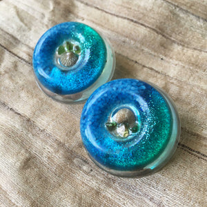 Aqua Chimes - Statement Stud Earrings (With semi-precious crystals)